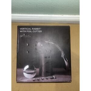 New Vertical Rabbit Lever Corkscrew Black & Silver Wine Bottle Opener